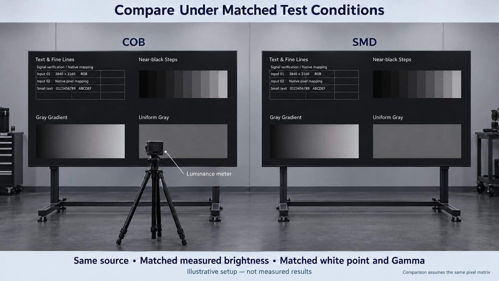 P1.2 COB and SMD: A Matched Image-Quality Test Setup